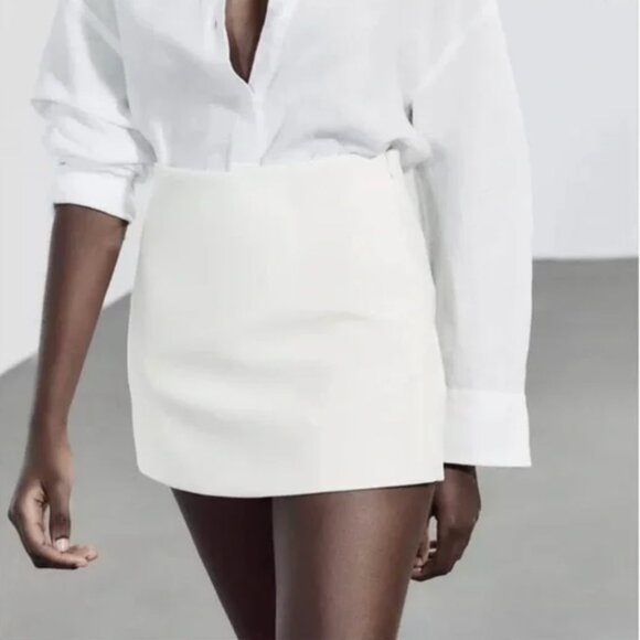ZARA High-Waisted Skort in Oyster White Size XS New with Tags NWT 🤍 - Picture 3 of 14